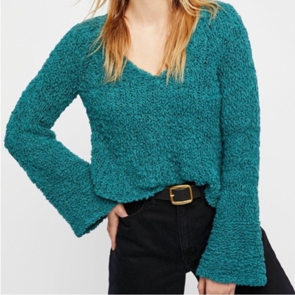 Free People Sand Dunes Pullover Sweater Green Size Large - Picture 1 of 10